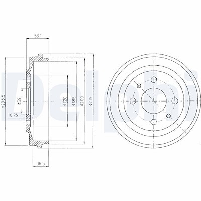 Delphi Bremstrommel [Hersteller-Nr. BF136] für Lancia, Zastava, Abarth, Innocenti, Autobianchi, Fso, Fiat, Seat, Yugo