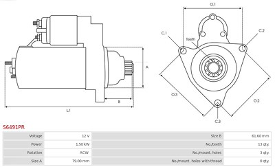 As-pl Starter -GENERALÜBERHOLT- [Hersteller-Nr. S6491PR] für Skoda, Audi, Cupra, VW, Seat