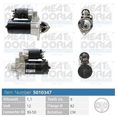 Meat & Doria Starter [Hersteller-Nr. 5010347] für Opel, Vauxhall, Mitsubishi, Chevrolet, Daewoo