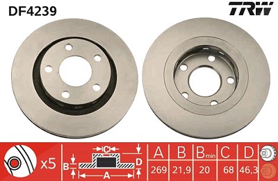 Trw Bremsscheibe [Hersteller-Nr. DF4239] für Audi