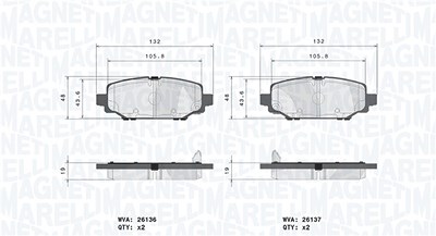 Magneti Marelli Bremsbelagsatz, Scheibenbremse [Hersteller-Nr. 363700437026] für Jeep