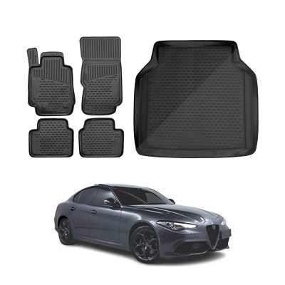 Omac Gummimatten Fußmatten Kofferraumwanne 4 Schwarz [Hersteller-Nr. 0105445-250] für Alfa Romeo