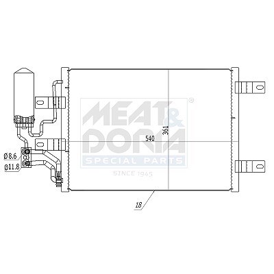 Meat & Doria Kondensator, Klimaanlage [Hersteller-Nr. 991083] für Opel